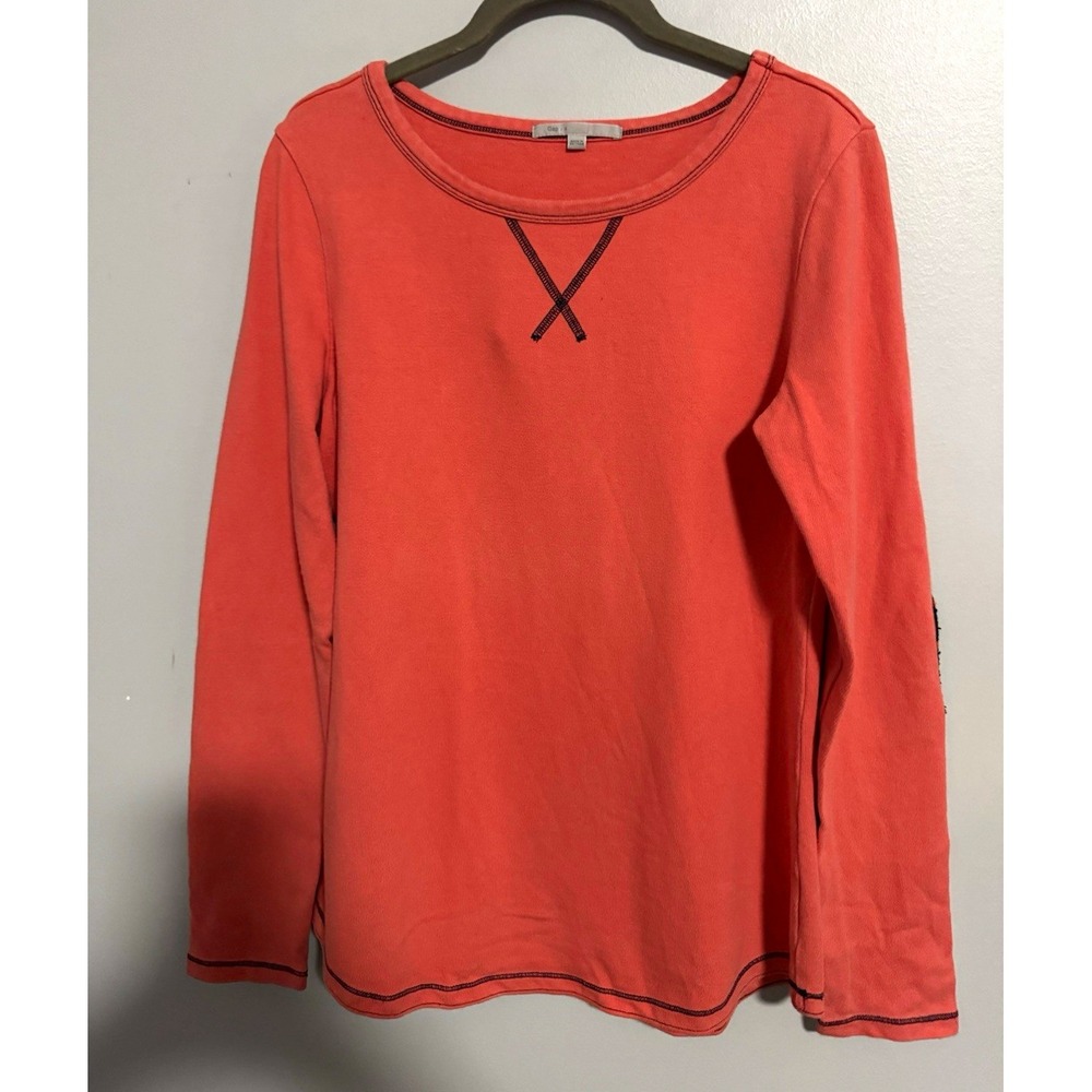 Gap Top Women's Size S Orange/Blue 100% Cotton Long Sleeve Pullover Top Contrast
